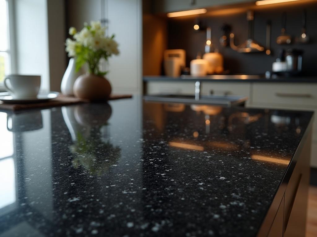 Black granite countertop